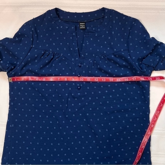 $5 ADD ON‎ with $15+ Bundle  Swiss Dot Baby Doll Top Blouse Sz S Blue EUC - Picture 4 of 8